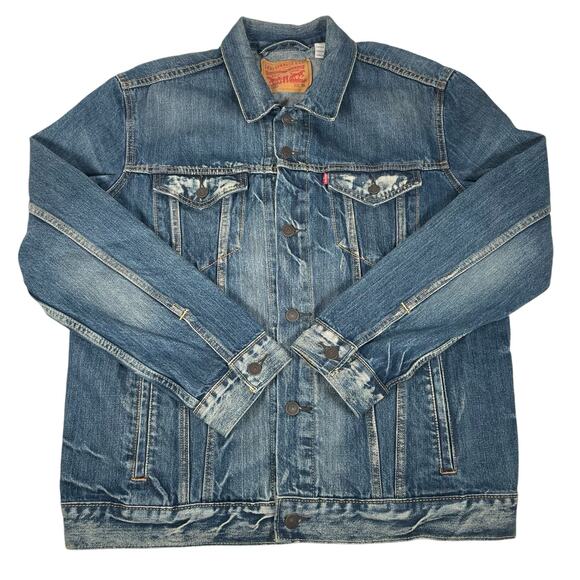 Levi's Mens XL Denim Jacket 72334 Medium Wash Button Trucker Jacket - Picture 6 of 6